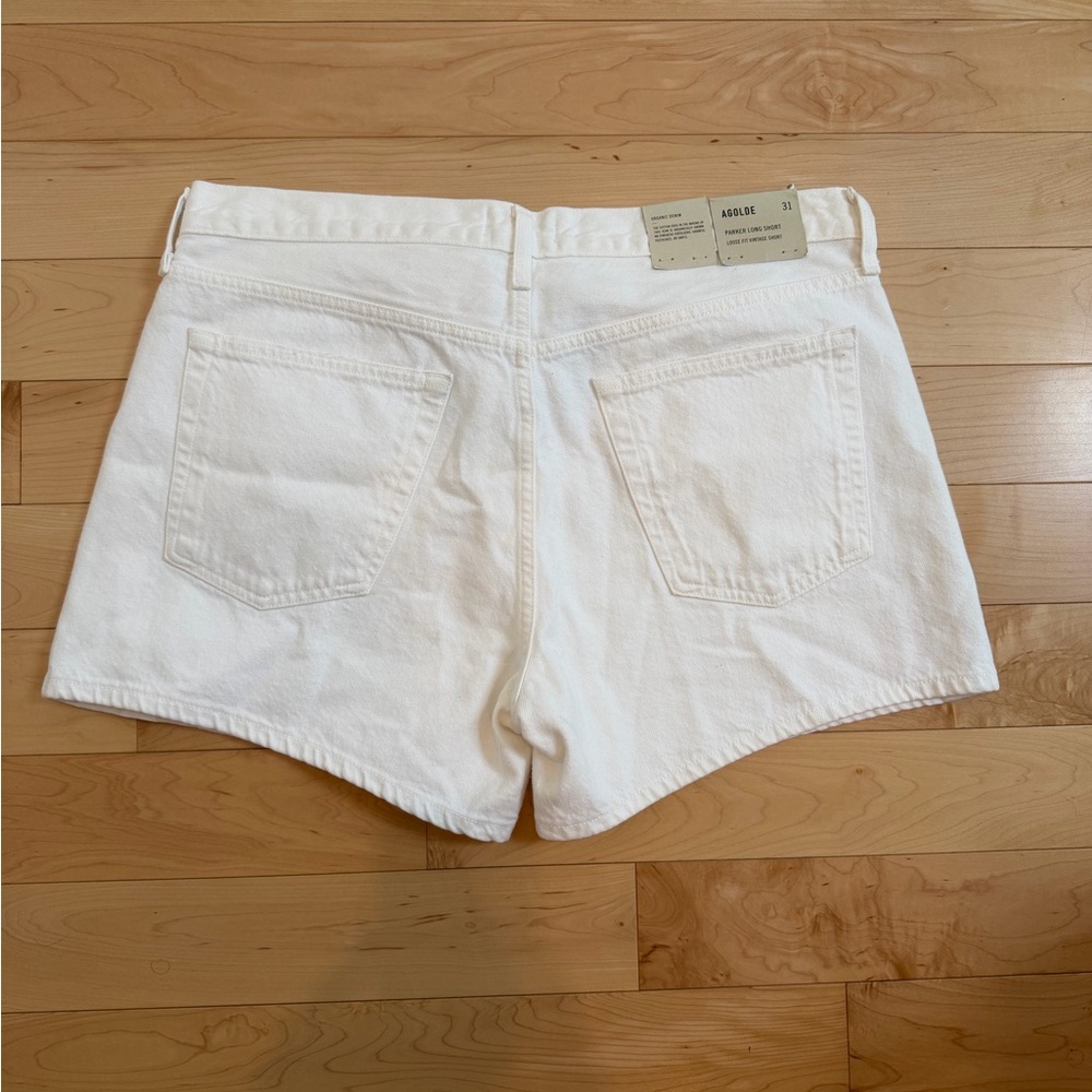 NWT AGOLDE Parker Long Short in Dough (White) - Picture 3 of 7